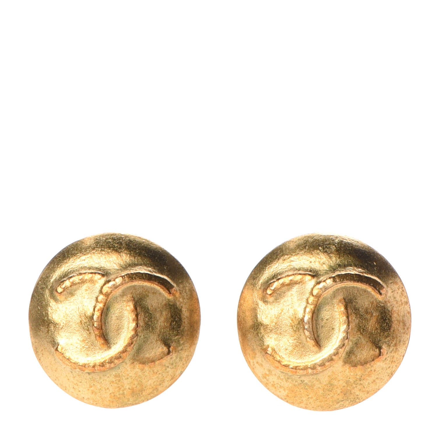 Chanel CC Button Clip On Earrings Gold 1 of 4
