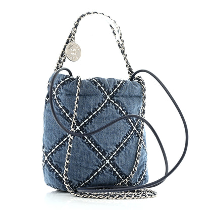 Chanel Denim Stitched Quilted Mini Chanel 22 Blue 3 of 12