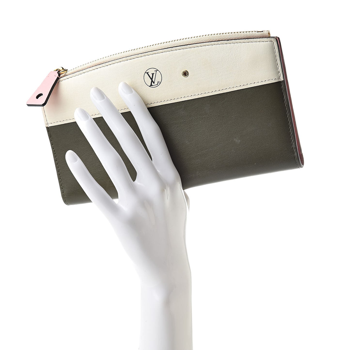 Calfskin City Steamer Wallet Kaki White