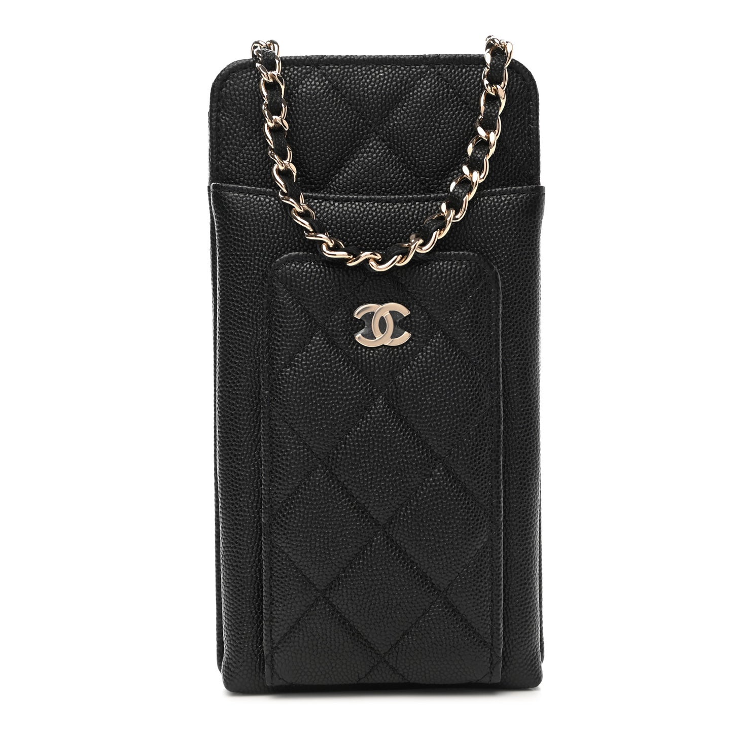 Caviar Quilted Zip Phone Case Black