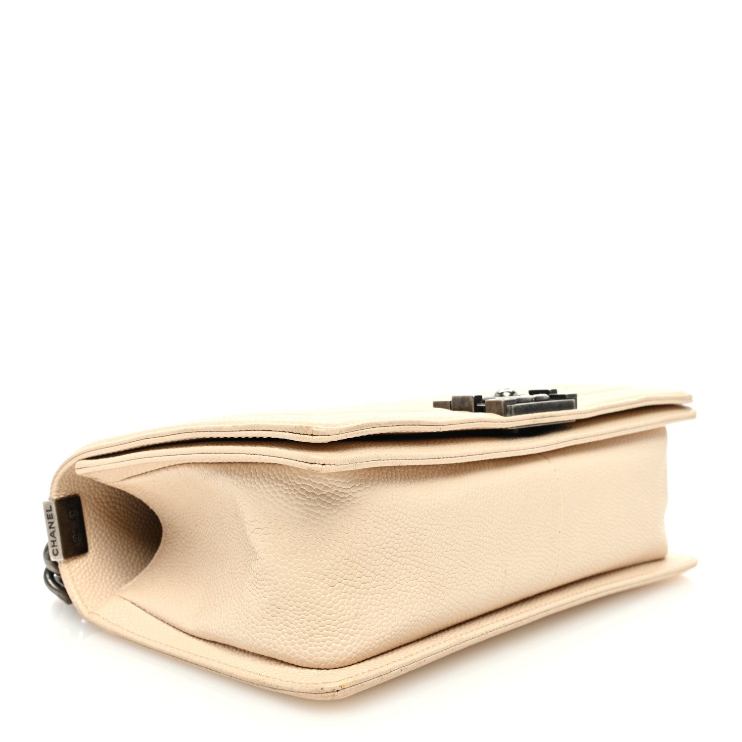 Chanel Caviar Chevron Quilted Medium Boy Flap Light Beige 4 of 10