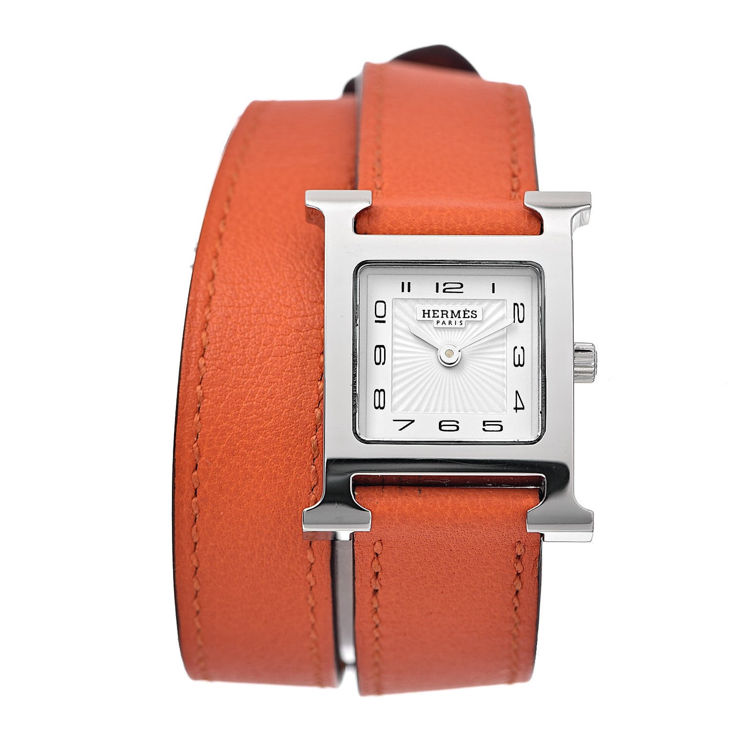 Stainless Steel Swift 21mm Heure H Hour Double Tour Quartz Watch Orange