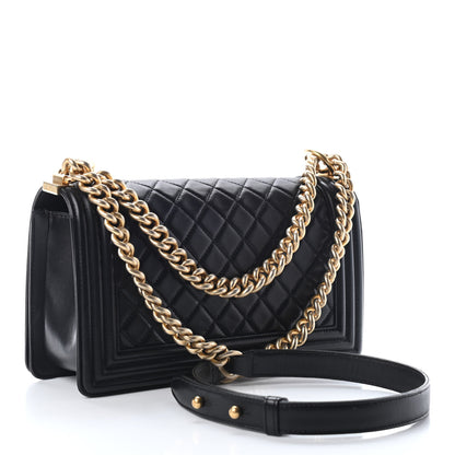 Chanel Lambskin Quilted Medium Boy Flap Black 3 of 9