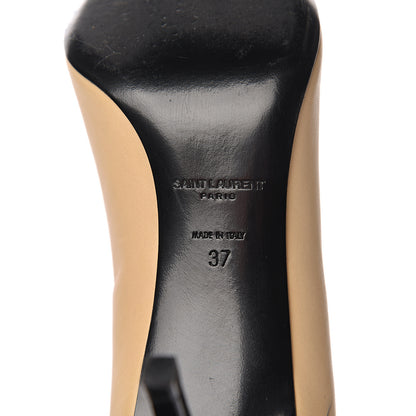 Saint Laurent Mat Glossy Nappa Cap Toe Paris 105 Pumps 37 Nude Powder Black 8 of 11