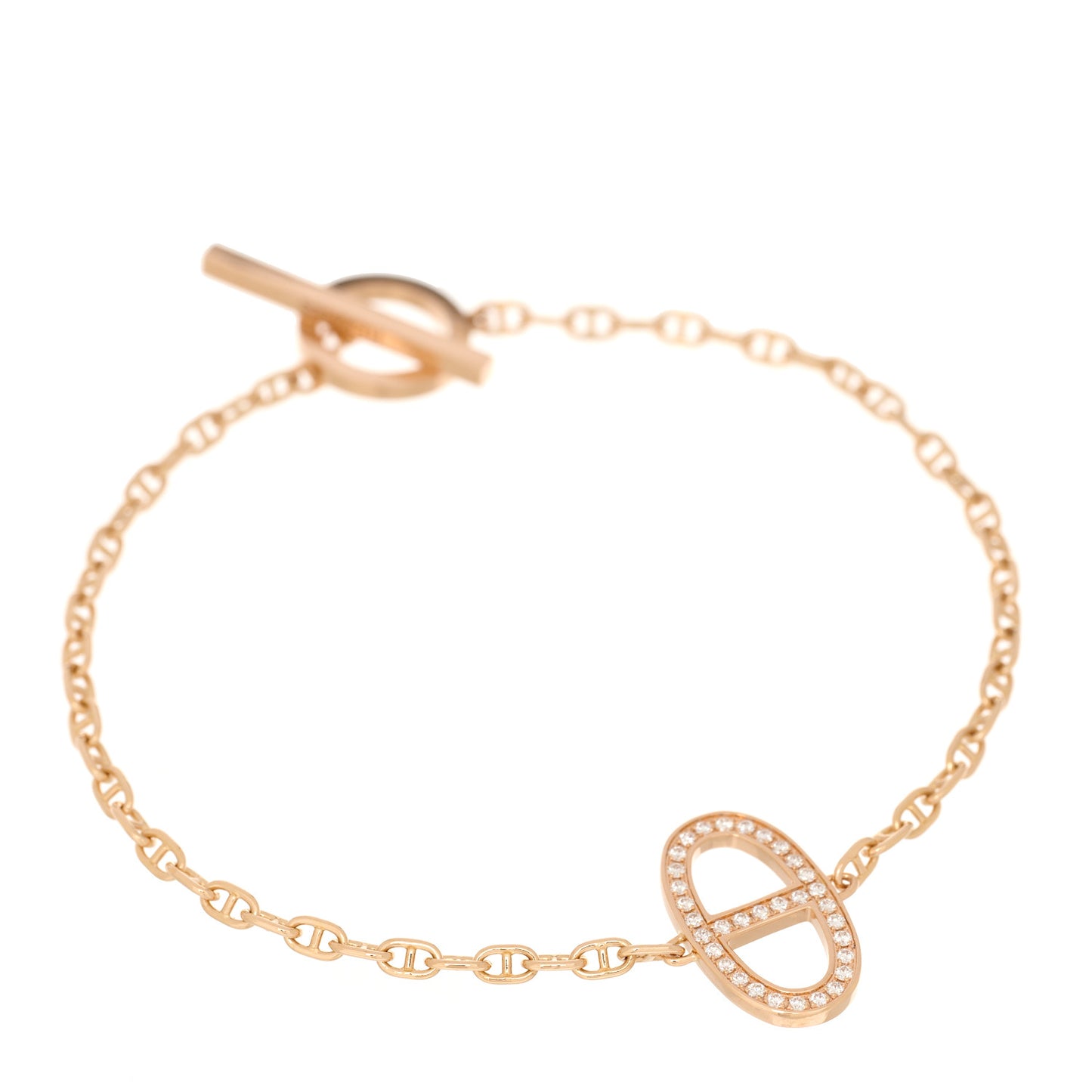 18K Rose Gold Diamond Chaine d'Ancre Contour Bracelet ST