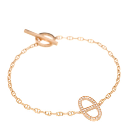 Hermes 18K Rose Gold Diamond Chaine d'Ancre Contour Bracelet ST 1 of 4