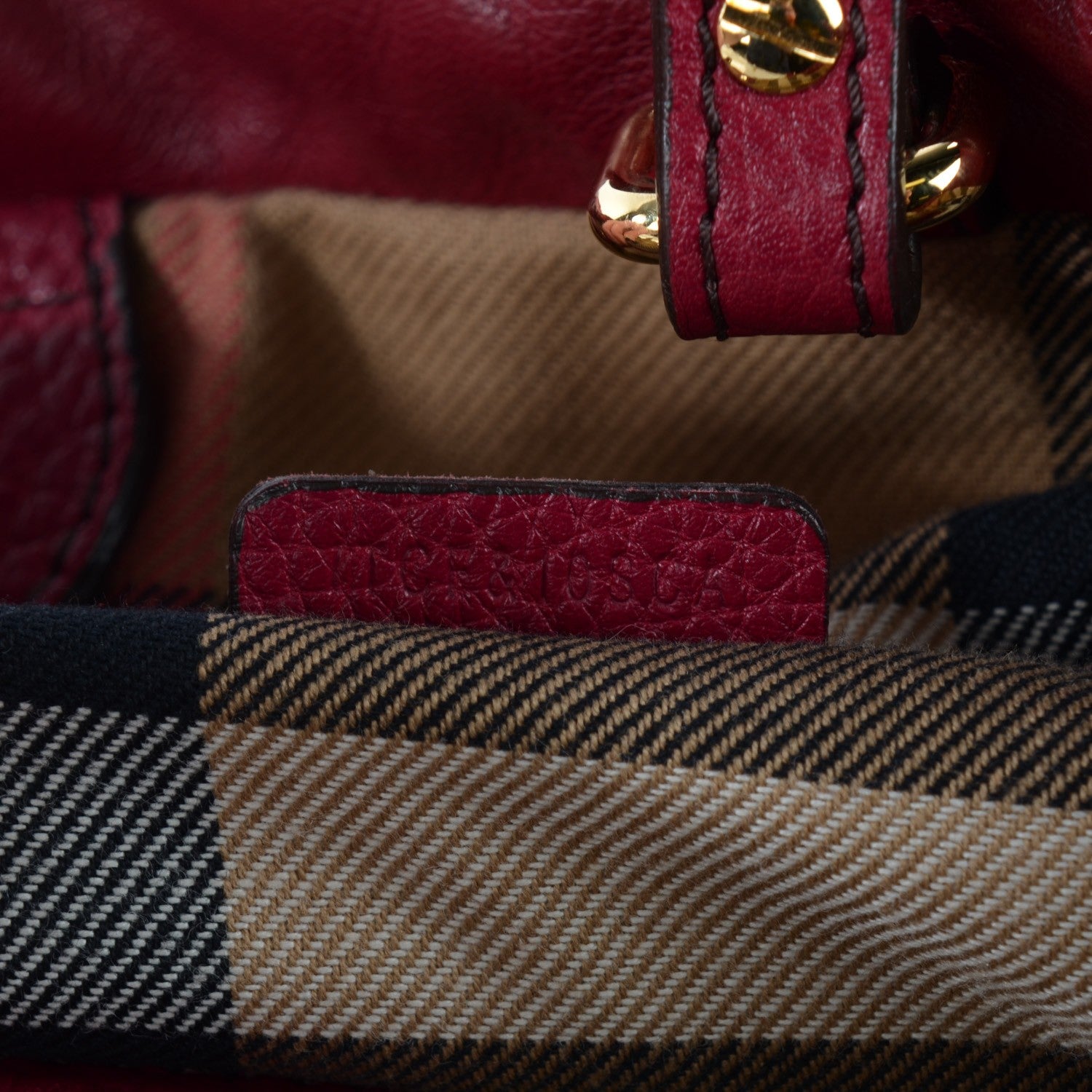 Burberry Soft Calfskin House Check Big Crush Tote Red 8 of 8
