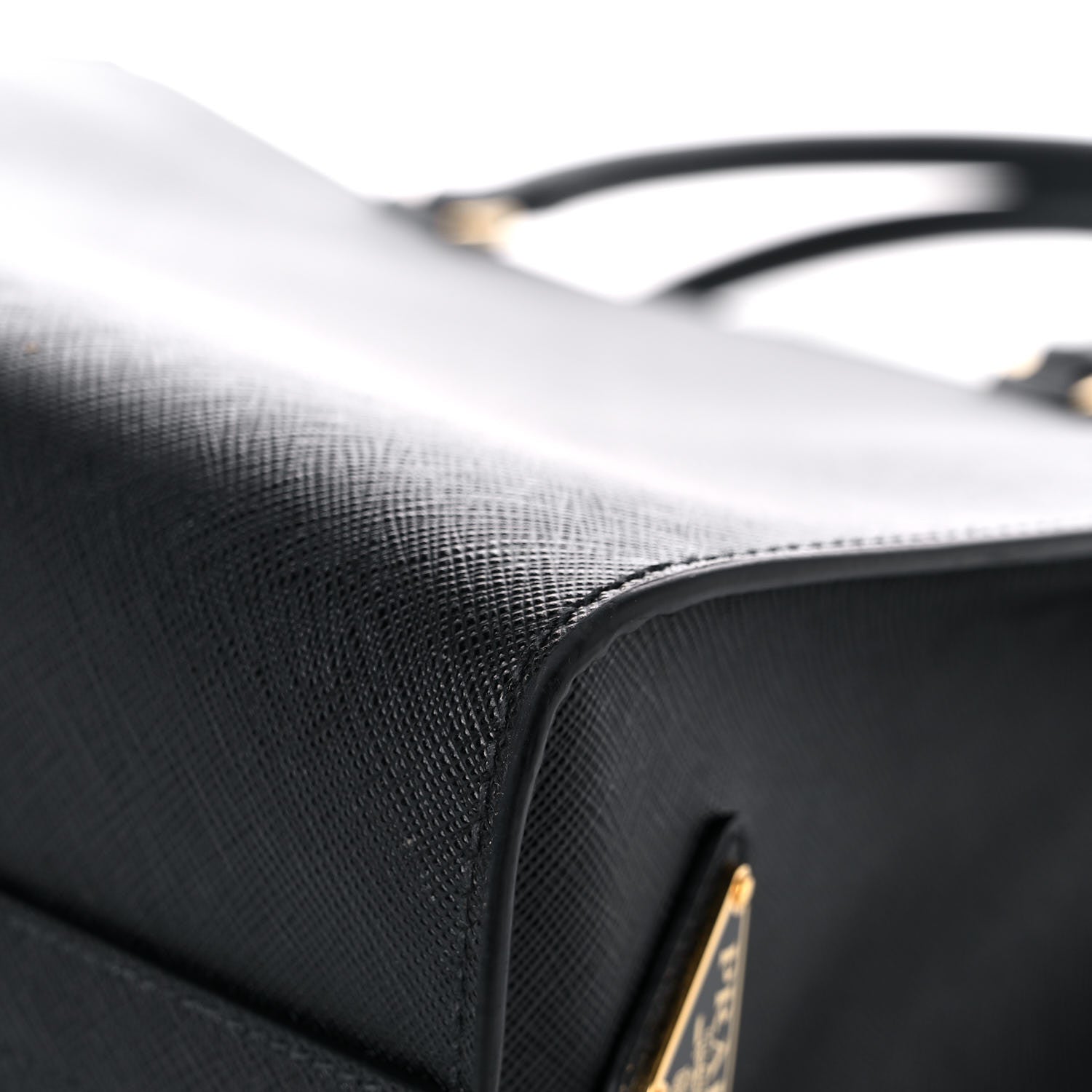 Prada Saffiano Lux Logo Embossed Large Shoulder Tote Handbag Black 21 of 24