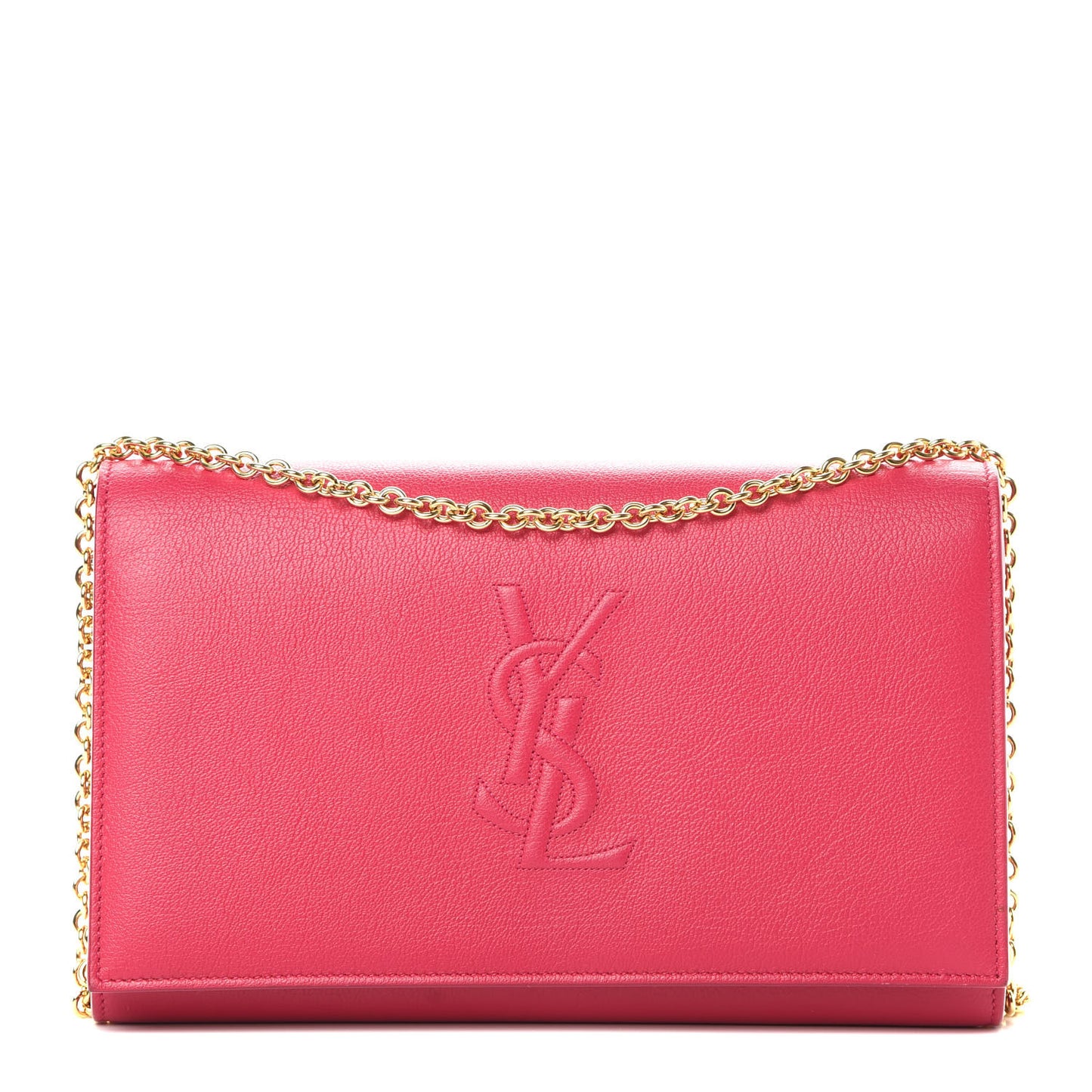 Calfskin Belle de Jour Chain Clutch Fuchsia
