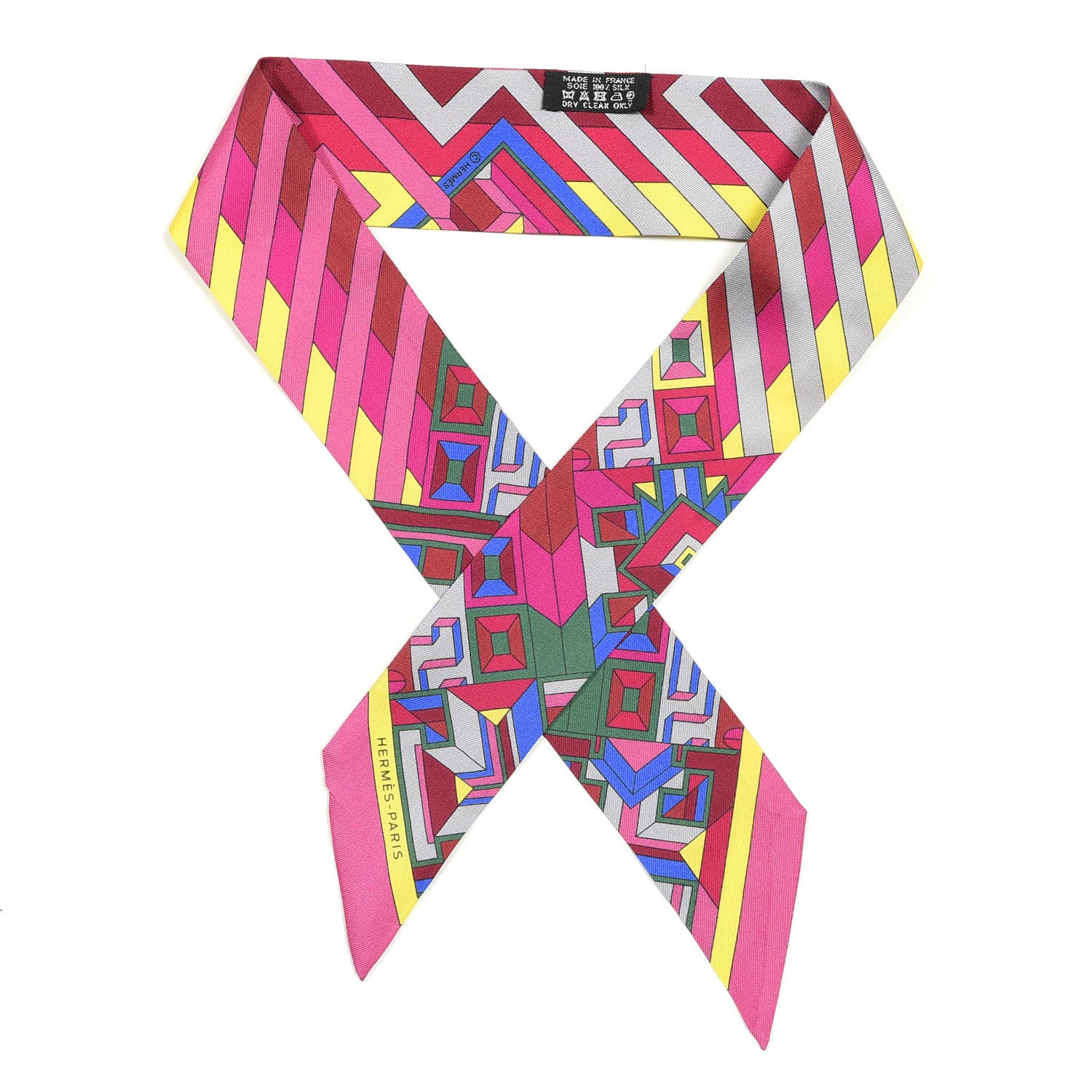 Hermes Silk Le Fil d'Ariane Twilly Rose Vif Jaune Bleu 1 of 4