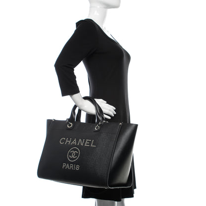 Chanel Caviar Medium Studded Deauville Tote Black 3 of 11