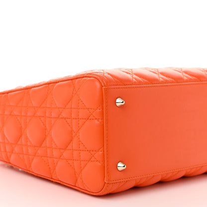 Christian Dior Lambskin Cannage Medium Lady Dior Orange 9 of 11