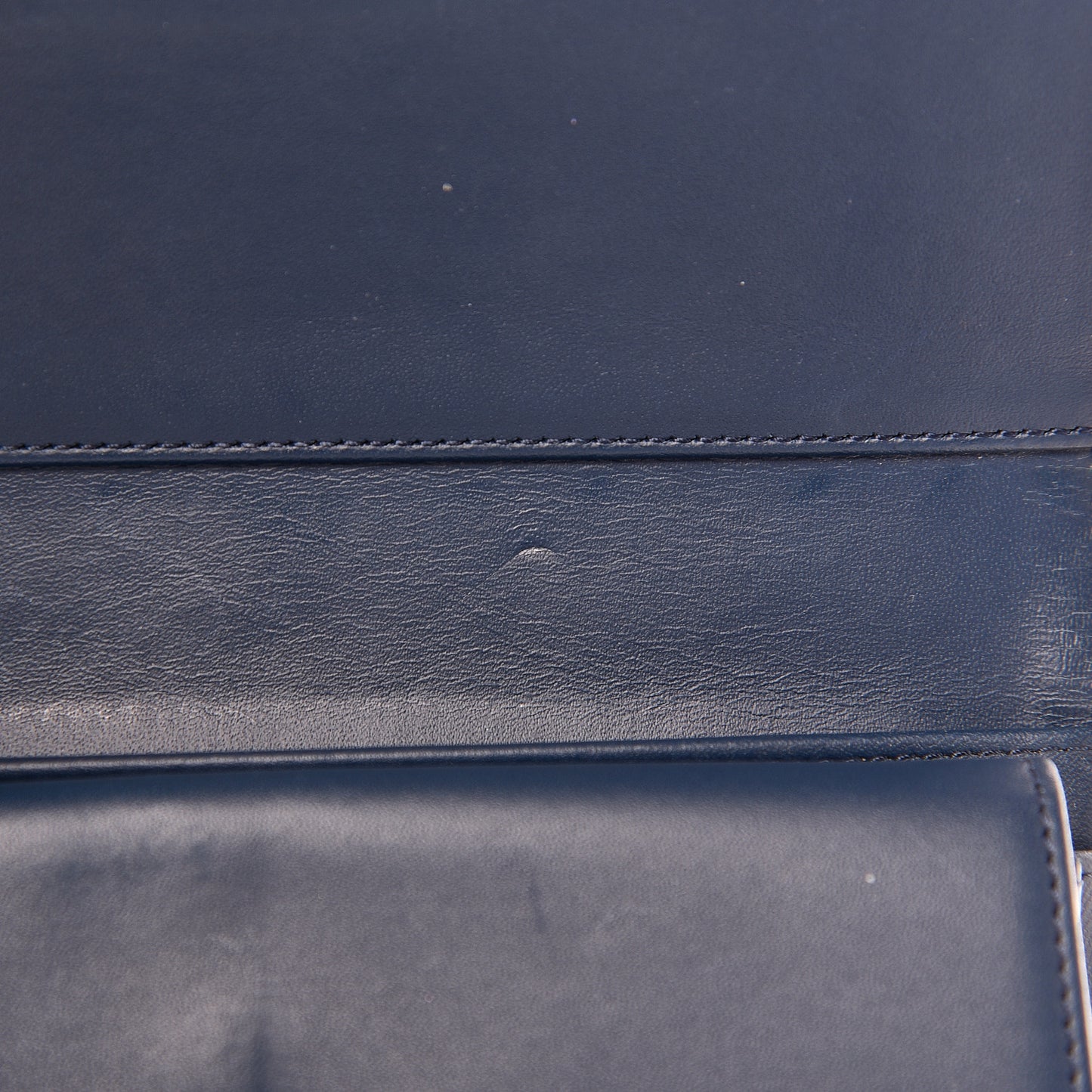 Patent Calfskin Quilted Large Flap Wallet Blue