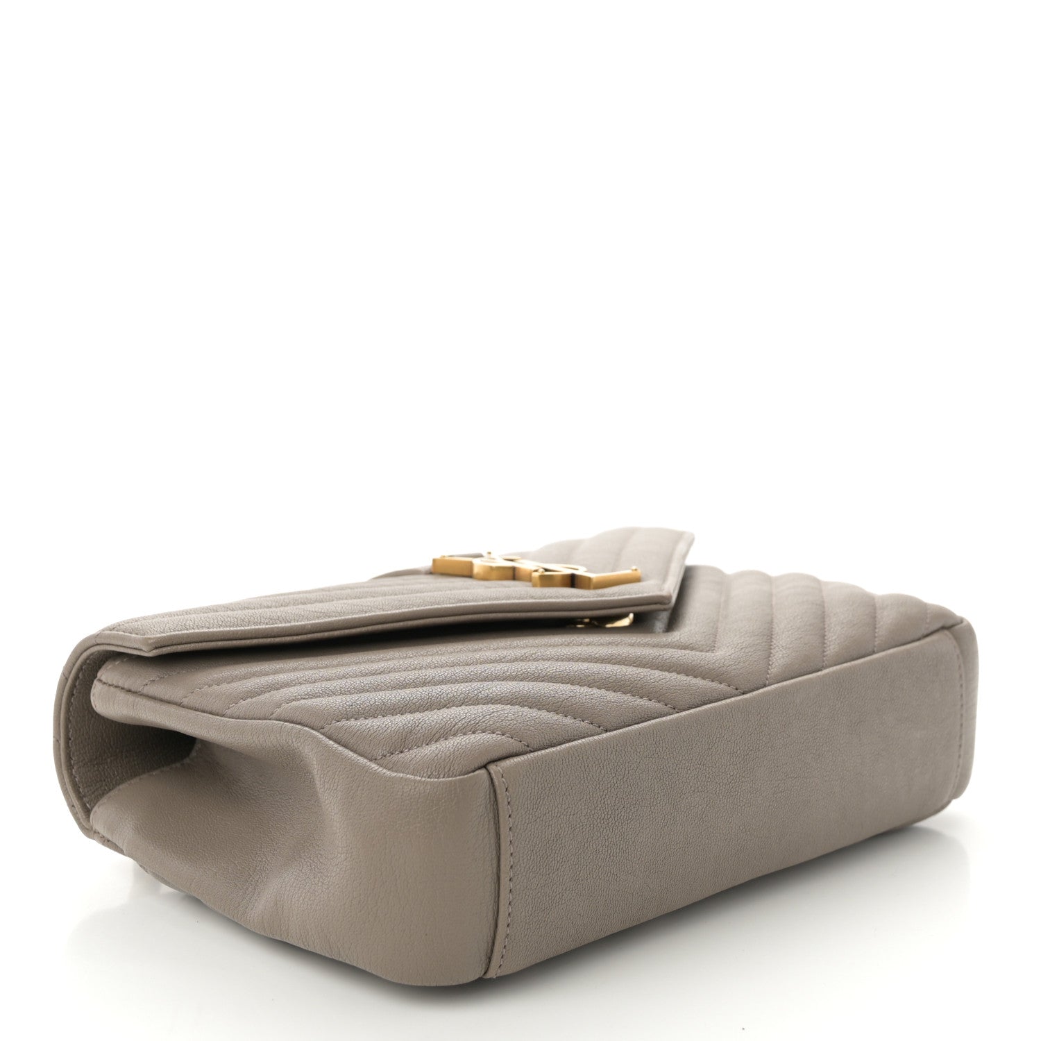 Saint Laurent Sheepskin Matelasse Chevron Monogram Medium College Bag Greyish Brown 4 of 14