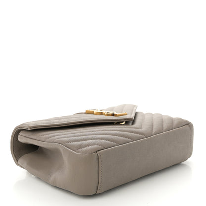 Saint Laurent Sheepskin Matelasse Chevron Monogram Medium College Bag Greyish Brown 4 of 14