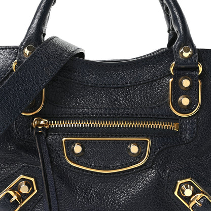 Balenciaga Chevre Gold Metallic Edge Hardware Mini City Bleu Nuit 9 of 11