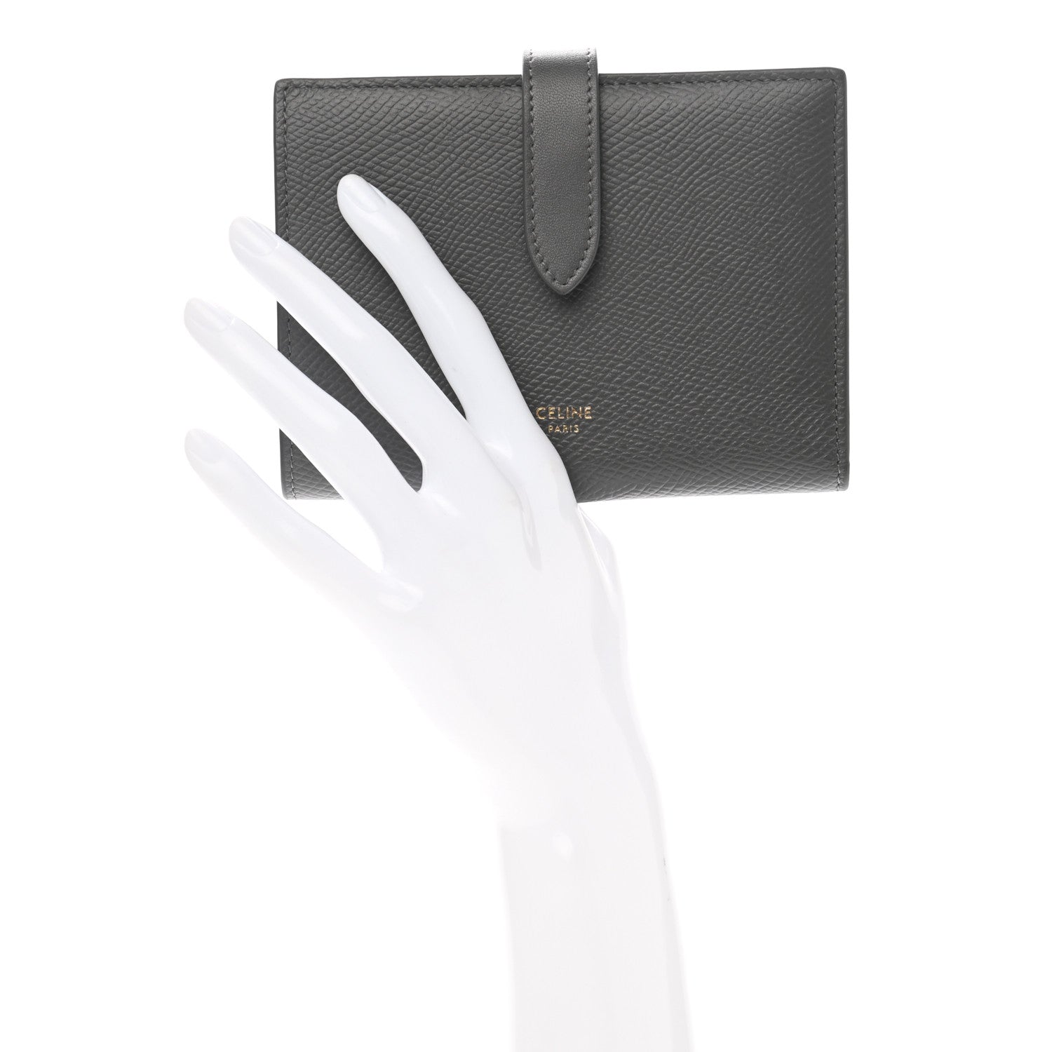 Celine Grained Calfskin Medium Multifunction Strap Wallet Pebble 2 of 8