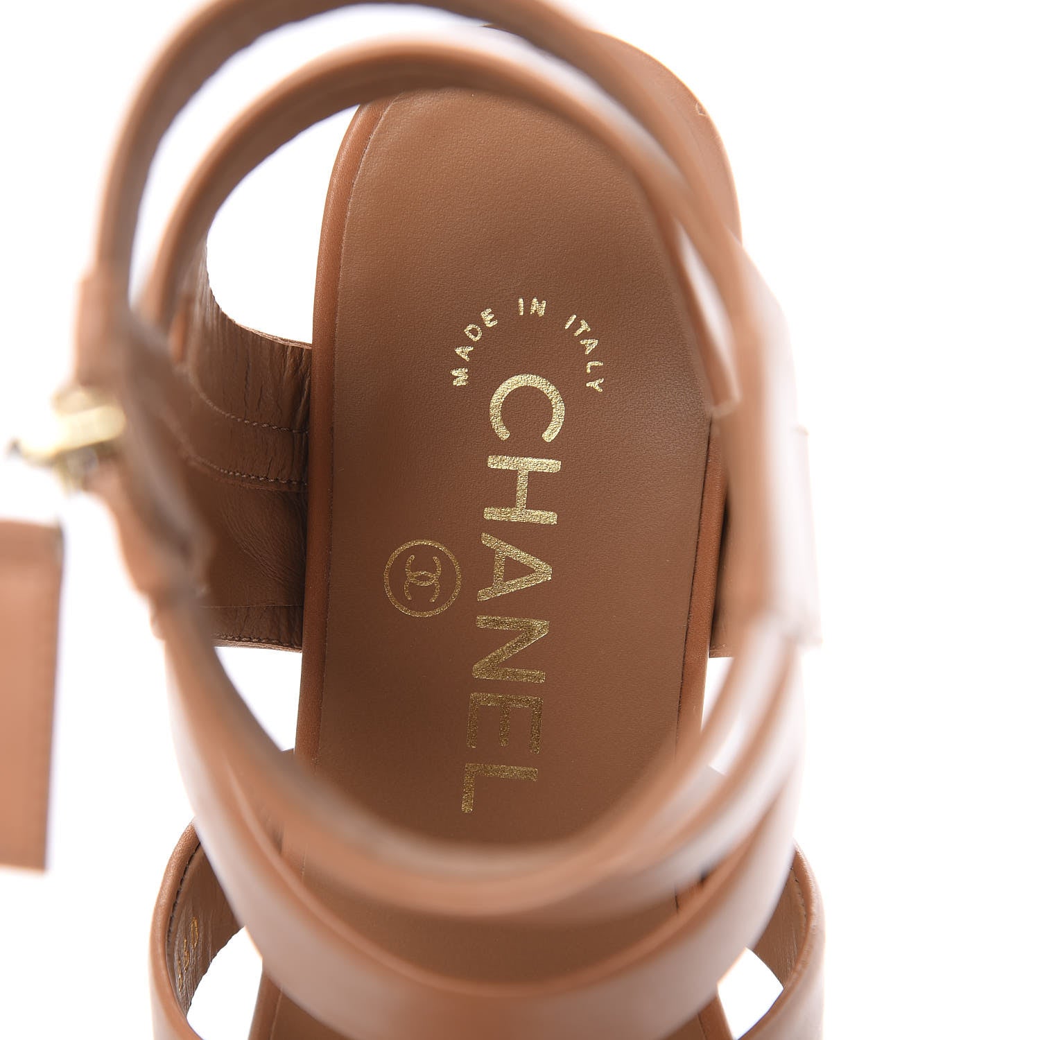 Chanel Calfskin Gladiator Sandals 37.5 Brown 7 of 10