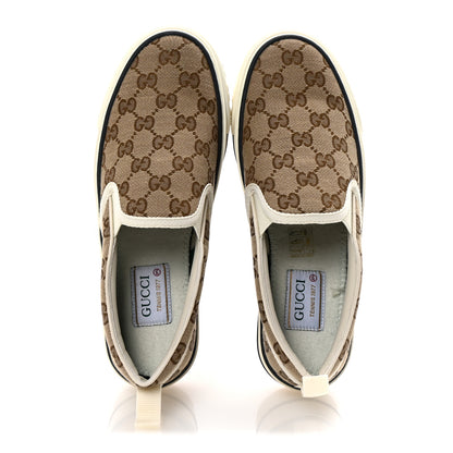Gucci GG Monogram Womens 1977 Tennis Slip On 30mm Sneakers 37.5 Beige Ebony Mystic White 2 of 9