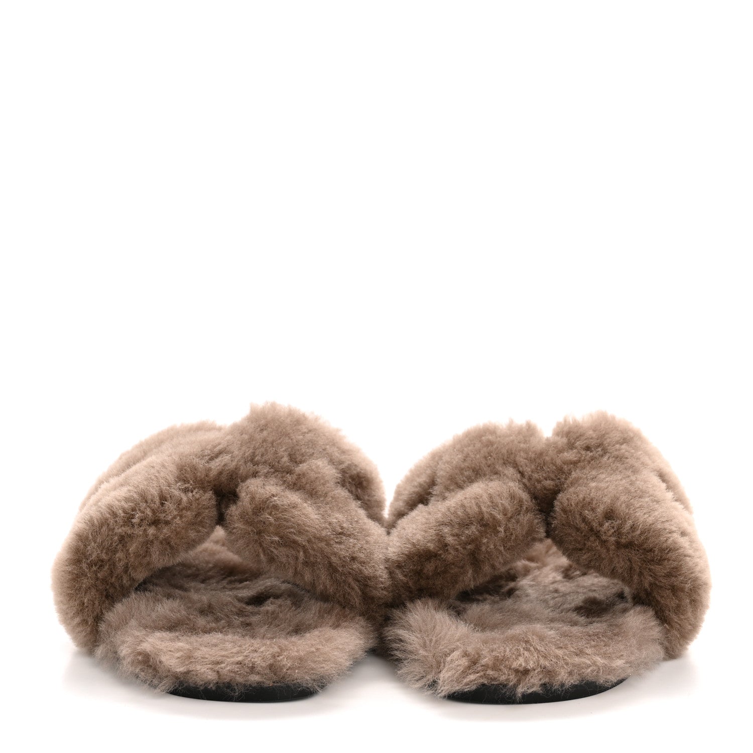 Hermes Woolskin Oran Sandals 38.5 Etoupe 3 of 8