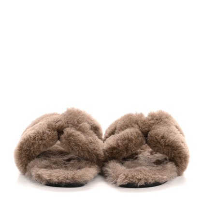 Hermes Woolskin Oran Sandals 38.5 Etoupe 3 of 8