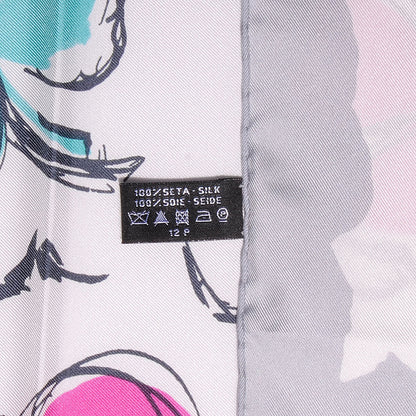 Chanel Silk CC Camellia Clover Heart Scarf 5 of 5