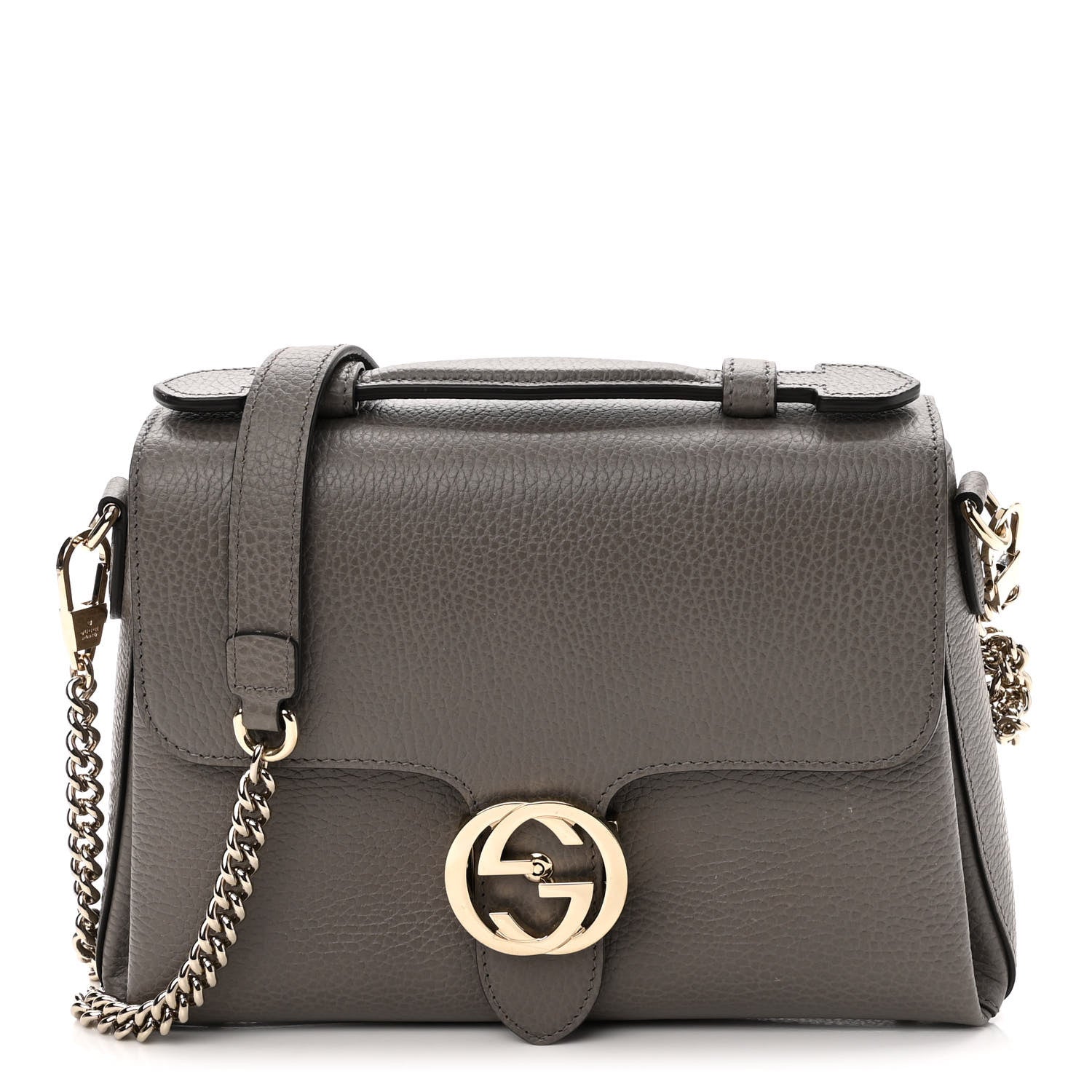 Gucci Dollar Calfskin Interlocking G Top Handle Shoulder Bag Loess 1 of 11