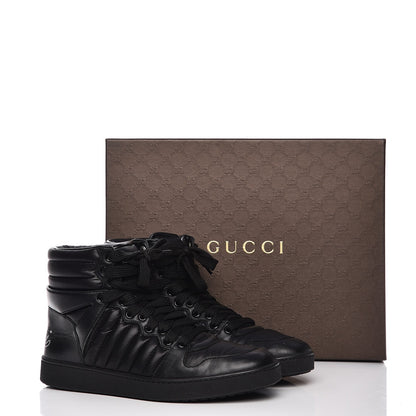 Gucci Nylon Calfskin Mens High Top Sneakers 8.5 Black 8 of 11