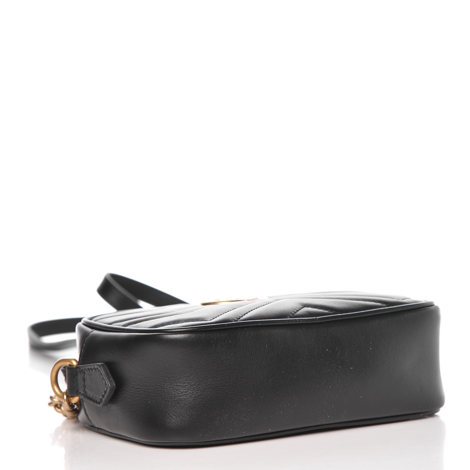 Gucci Calfskin Matelasse Mini GG Marmont Chain Shoulder Bag Black 4 of 7