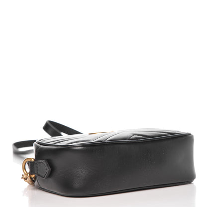 Gucci Calfskin Matelasse Mini GG Marmont Chain Shoulder Bag Black 4 of 7