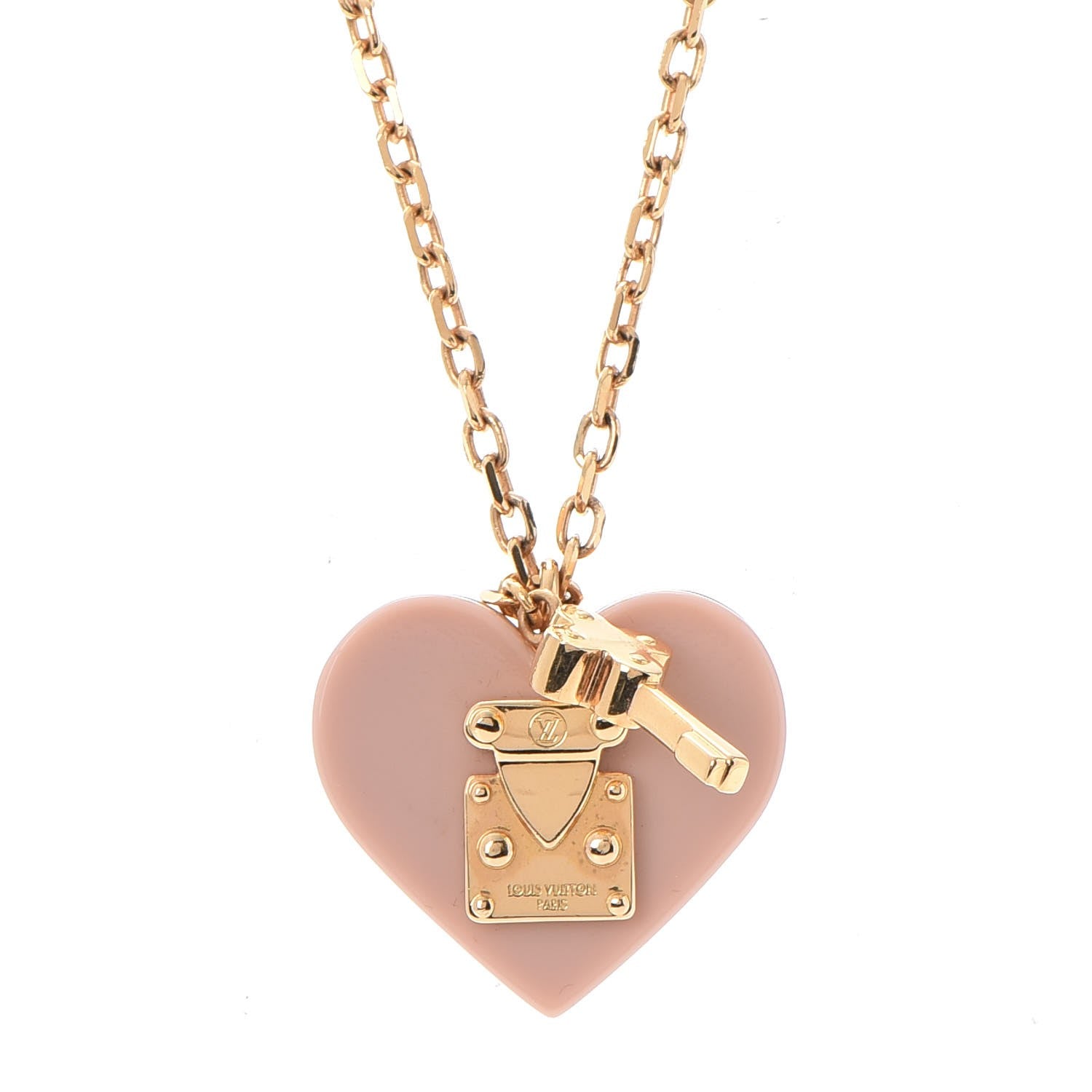 Louis Vuitton Lock Me Heart Necklace Rose Velours 3 of 7