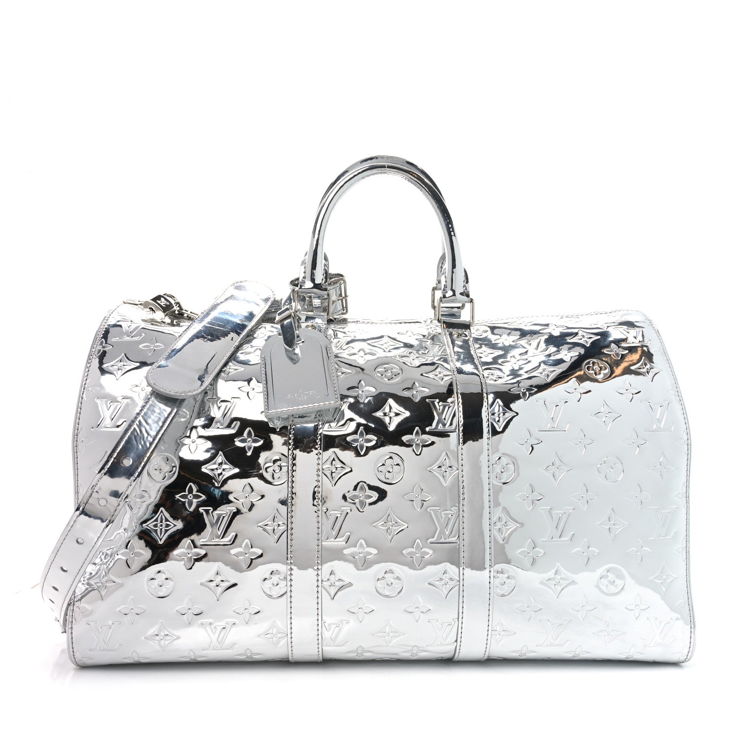 Louis Vuitton Monogram Mirror Keepall Bandouliere 45 Silver 1 of 8