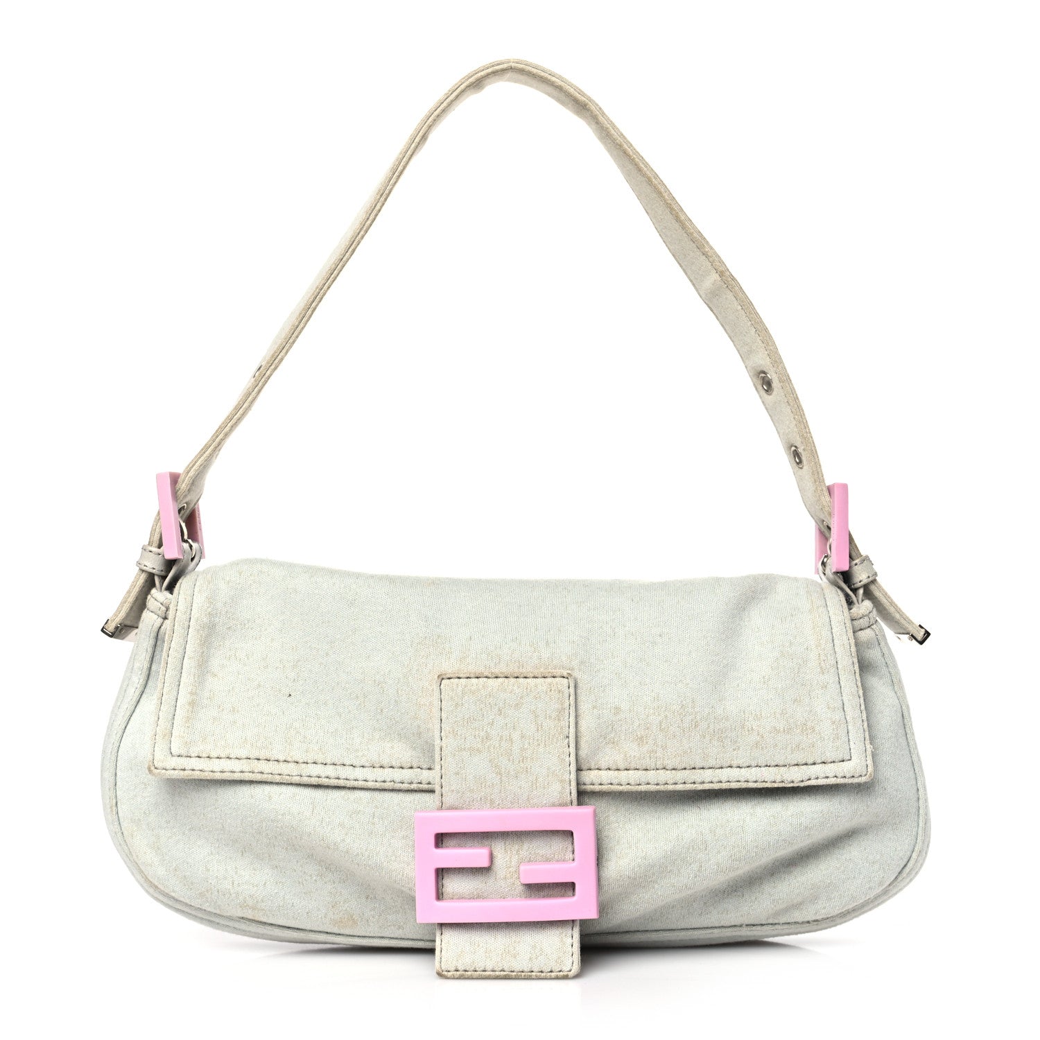 Fendi Jersey Baguette Light Blue Pink 1 of 16
