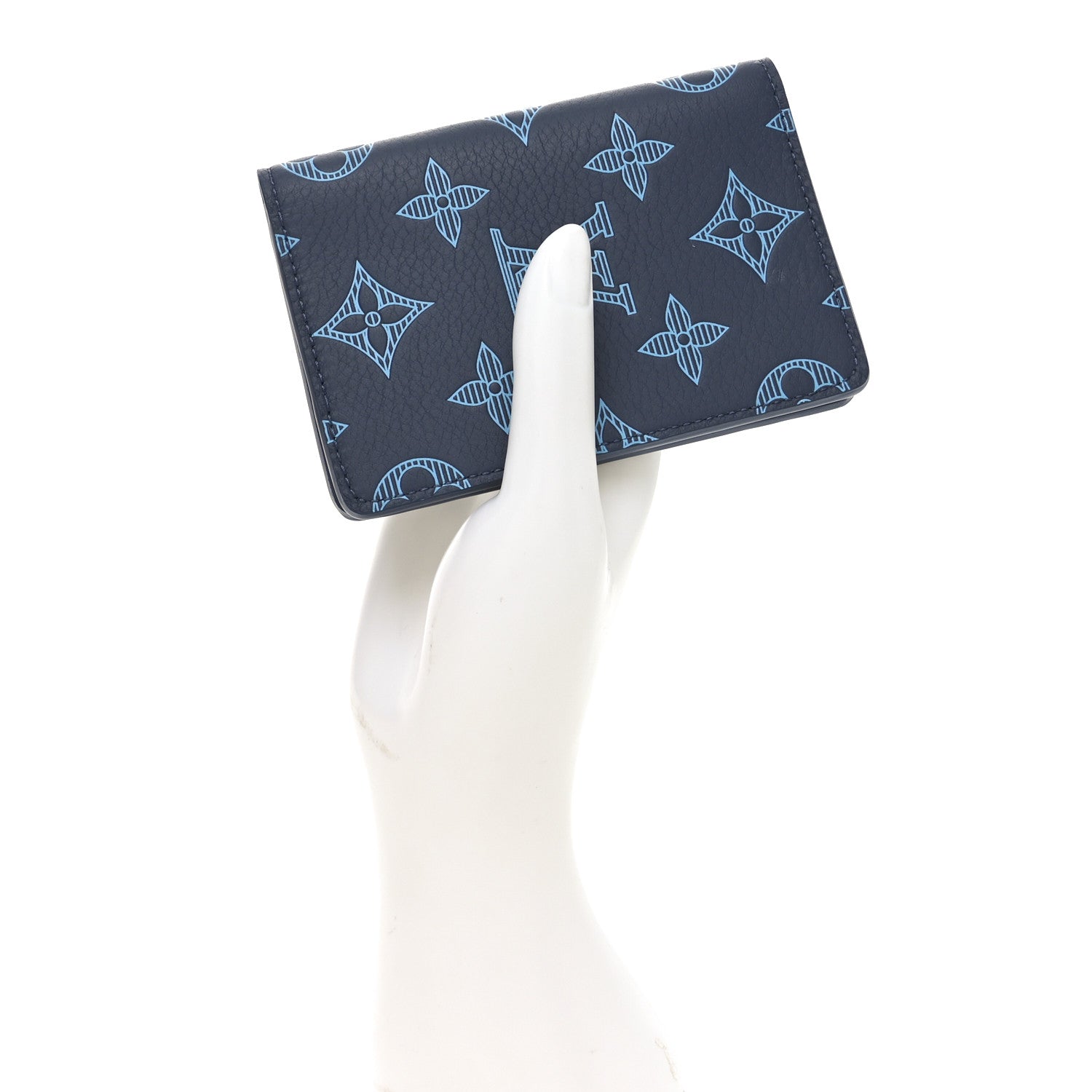 Louis Vuitton Calfskin Monogram Shadow Pocket Organizer Blue 2 of 6