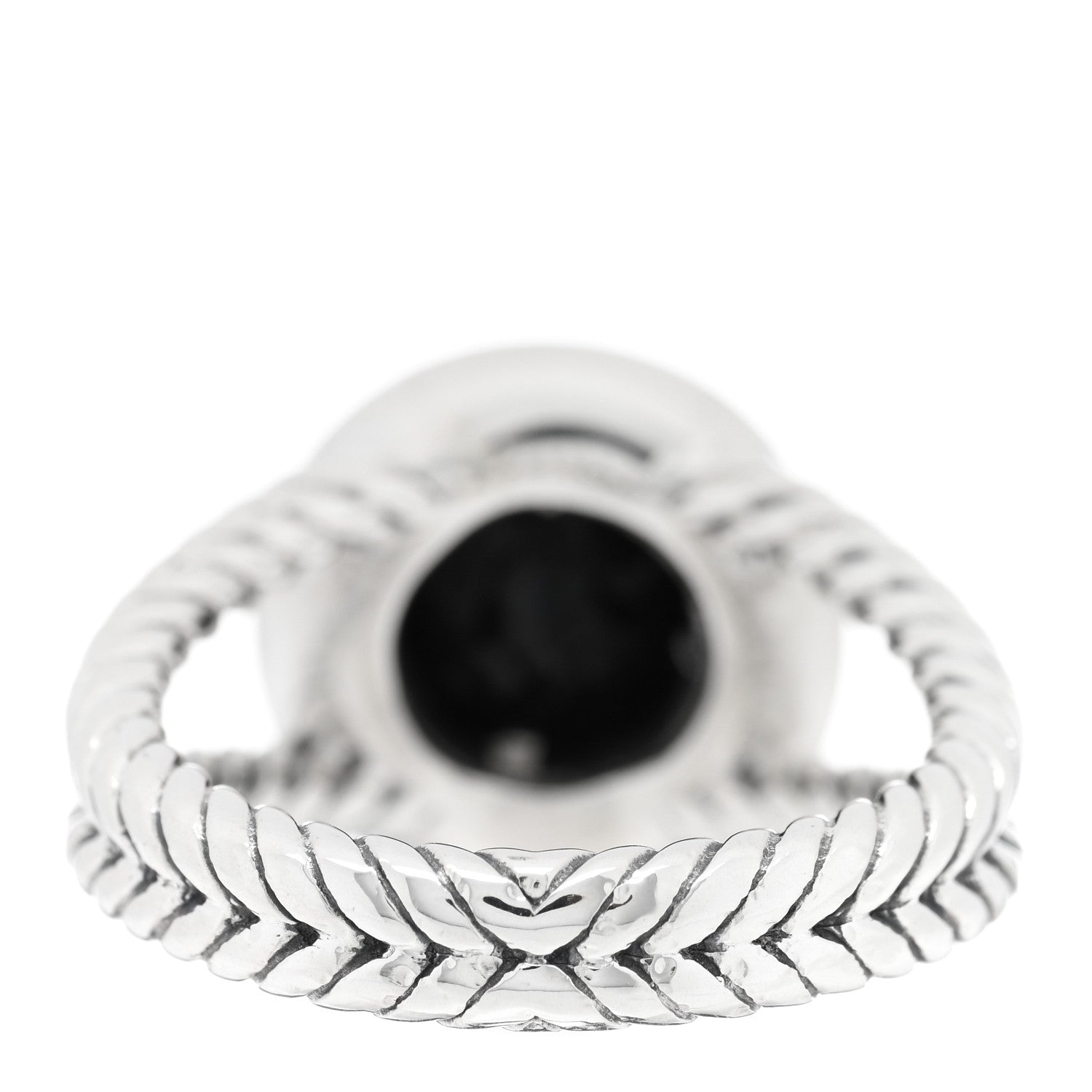 David Yurman Sterling Silver Diamond Black Onyx 8mm Petite Cerise Ring 52 6 3 of 4