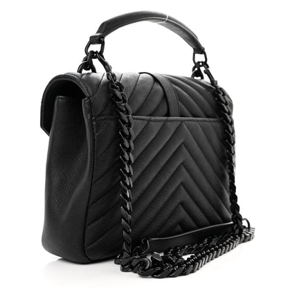Saint Laurent Sheepskin Matelasse Chevron Monogram Monochrome Medium College Bag Black 3 of 11