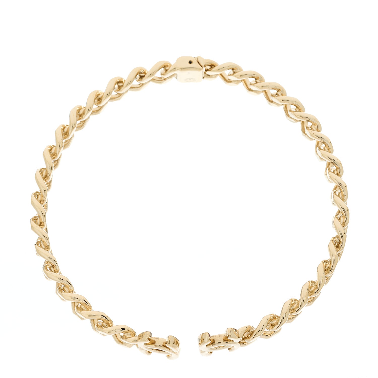 Chanel Metal CC Chain Link Choker Necklace L Gold 2 of 3