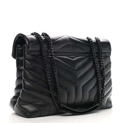 Saint Laurent Calfskin Y Quilted Monogram Medium Loulou Chain Satchel Black 3 of 15