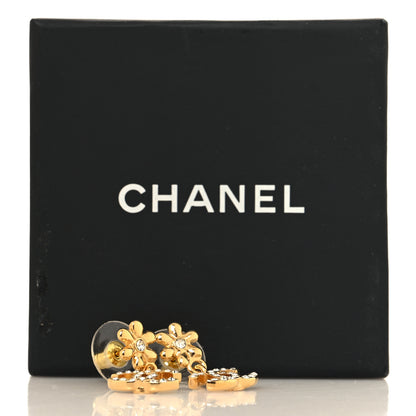 Chanel Crystal CC Flower Drop Earrings Gold 5 of 5