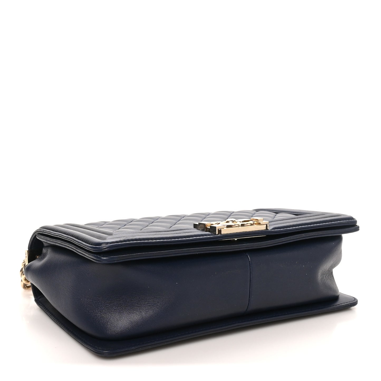 Lambskin Quilted Medium Boy Flap  Dark Navy