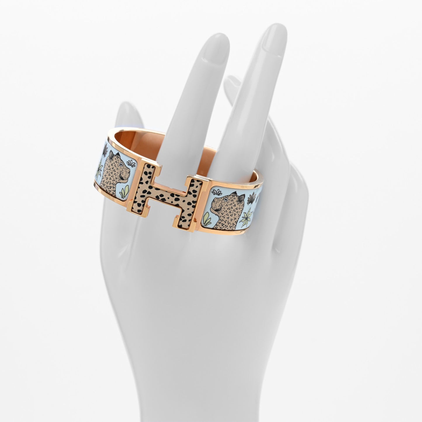 Enamel Printed Leopards Wide Clic Clac H Bracelet PM Songe Pastel