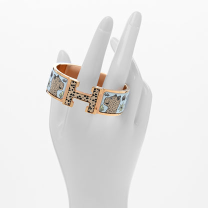 Hermes Enamel Printed Leopards Wide Clic Clac H Bracelet PM Songe Pastel 2 of 5