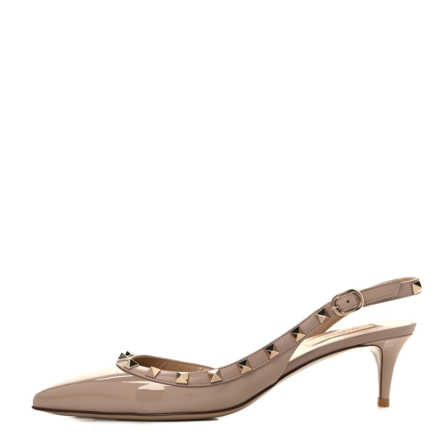 Valentino Garavani Patent Rockstud Half D'Orsay Slingback 50mm Pumps 39 Poudre 1 of 9