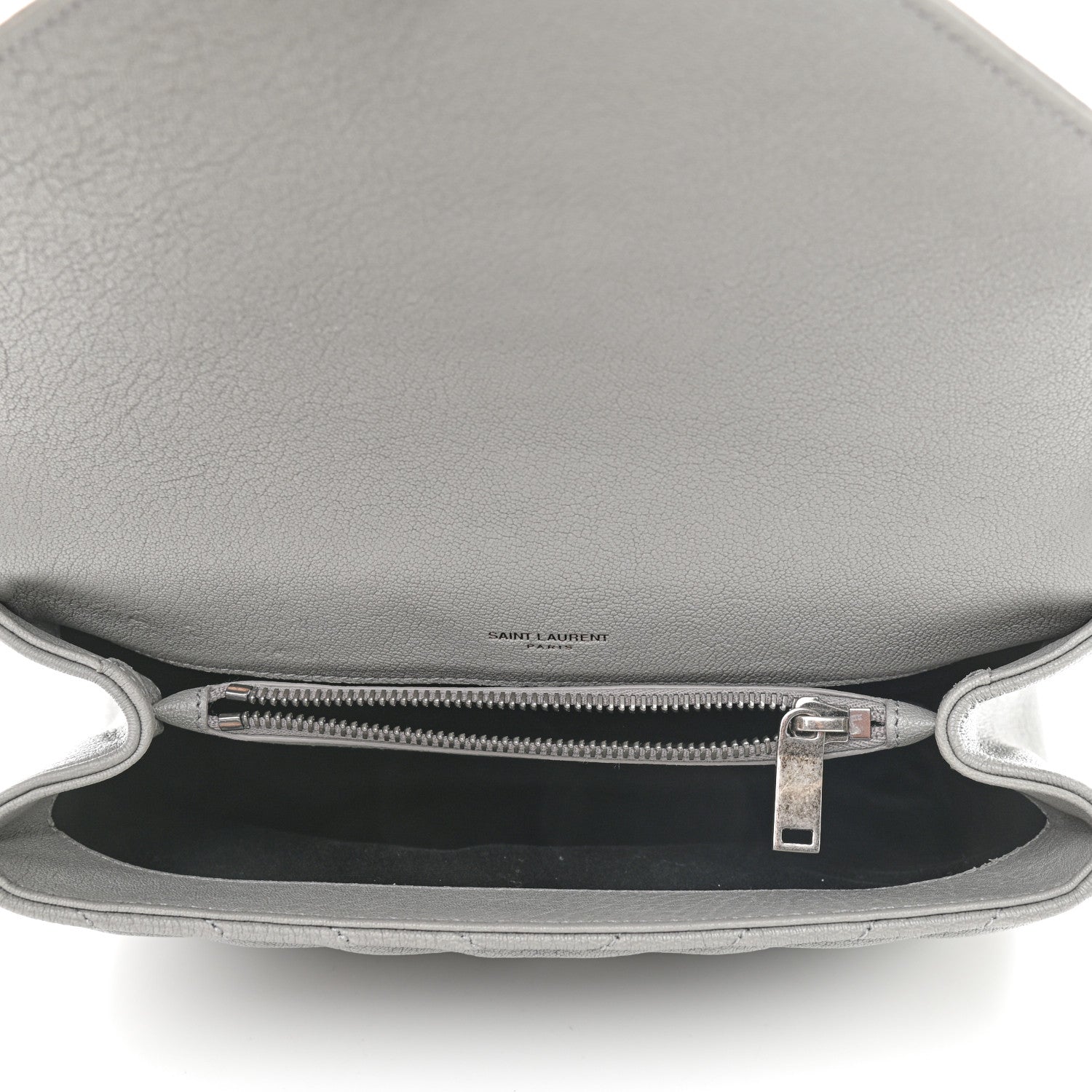 Saint Laurent Sheepskin Matelasse Chevron Monogram Medium College Bag Granite 5 of 9