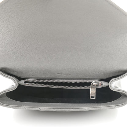Saint Laurent Sheepskin Matelasse Chevron Monogram Medium College Bag Granite 5 of 9