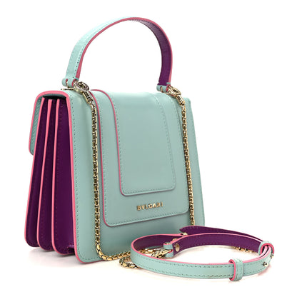 Bulgari Calfskin Serpenti Forever Top Handle Blue Pink 3 of 12