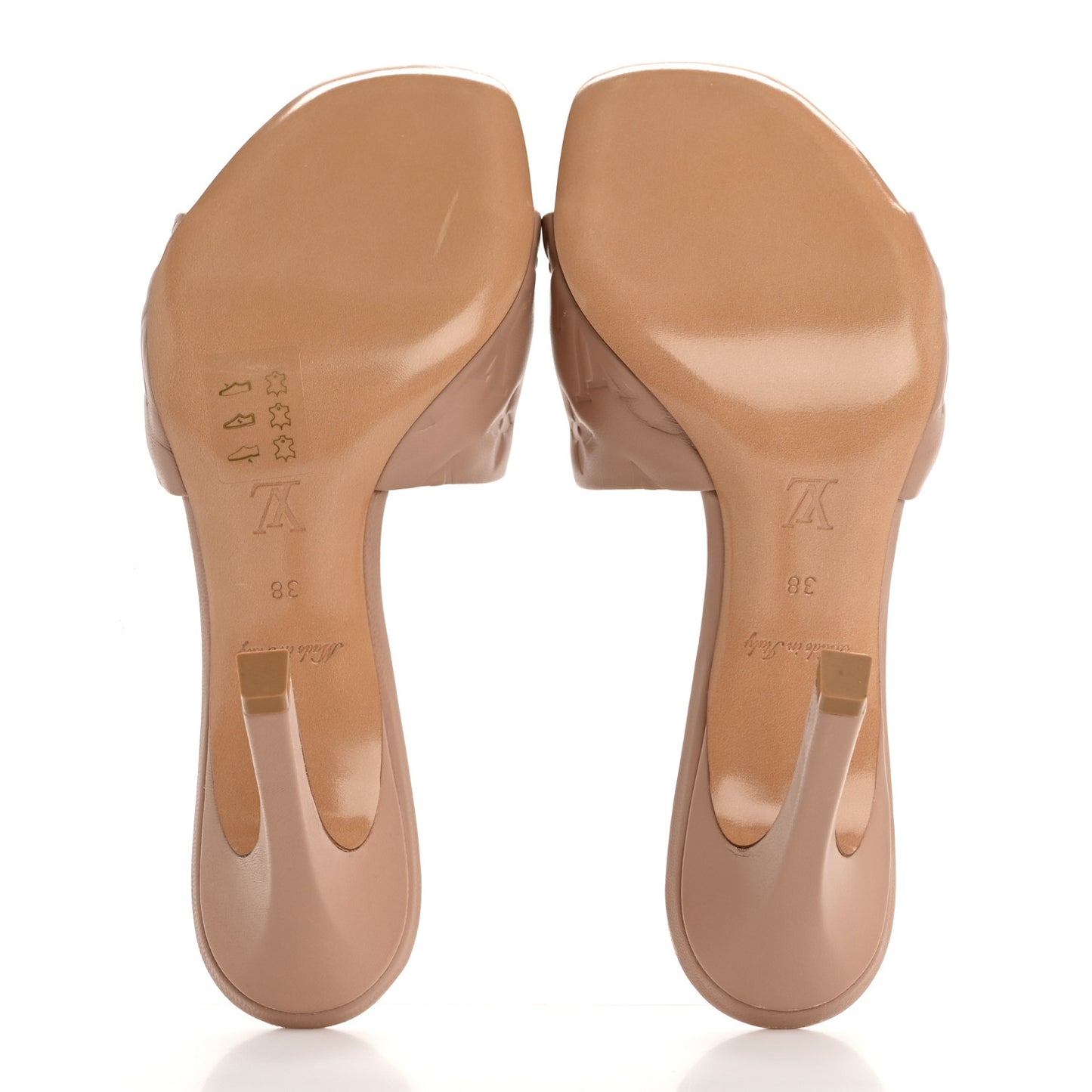 Lambskin Embossed Monogram Revival Mules 38 Beige
