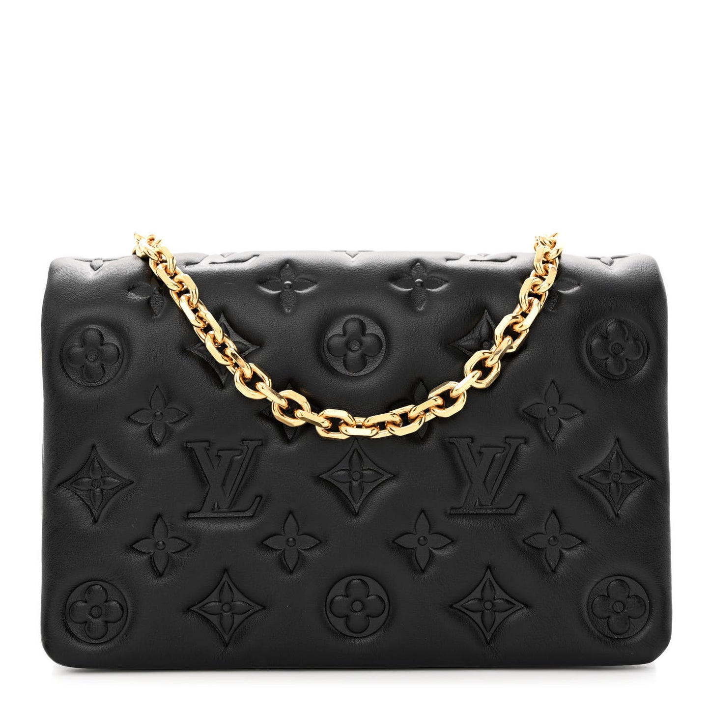Lambskin Embossed Monogram Pochette Coussin Black