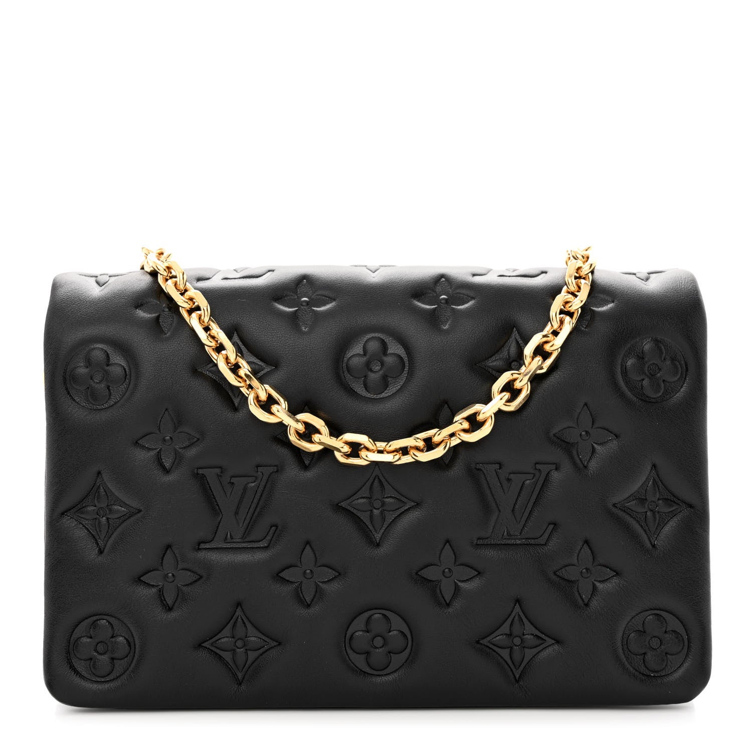 Louis Vuitton Lambskin Embossed Monogram Pochette Coussin Black 1 of 10