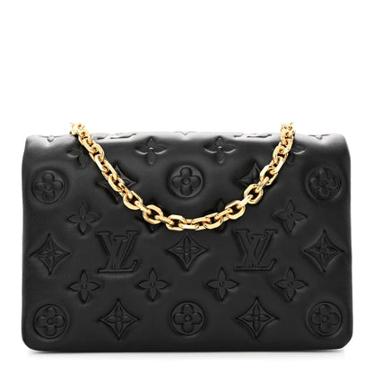 Louis Vuitton Lambskin Embossed Monogram Pochette Coussin Black 1 of 10